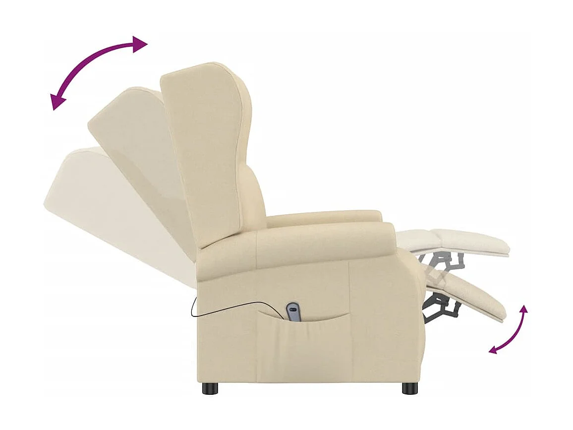 Sillón orejero reclinable eléctrico tela blanco crema