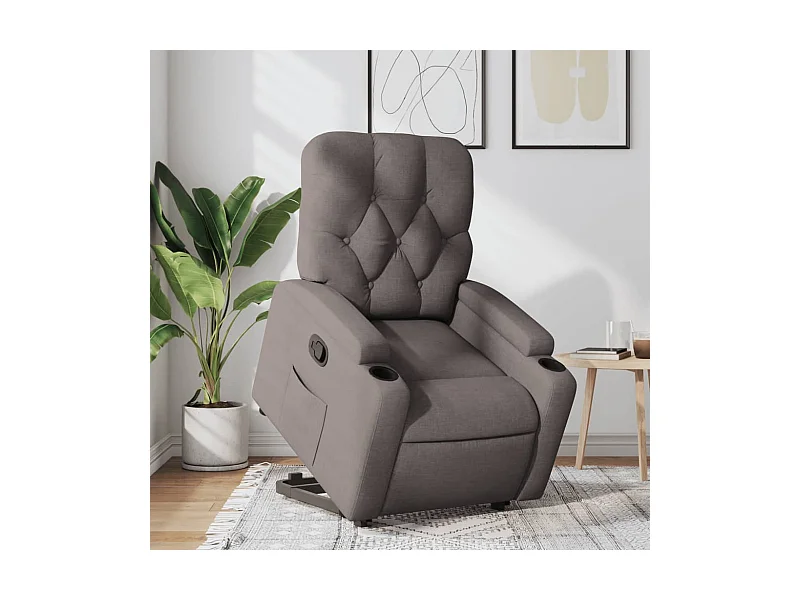 Poltrona reclinável elevatória tecido cinzento-acastanhado
