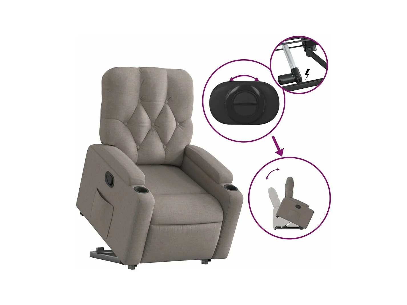 Fauteuil inclinable taupe tissu
