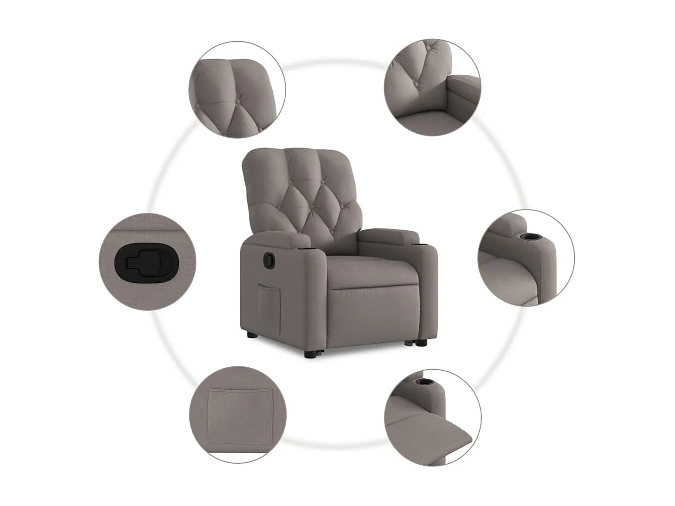 Fauteuil inclinable taupe tissu