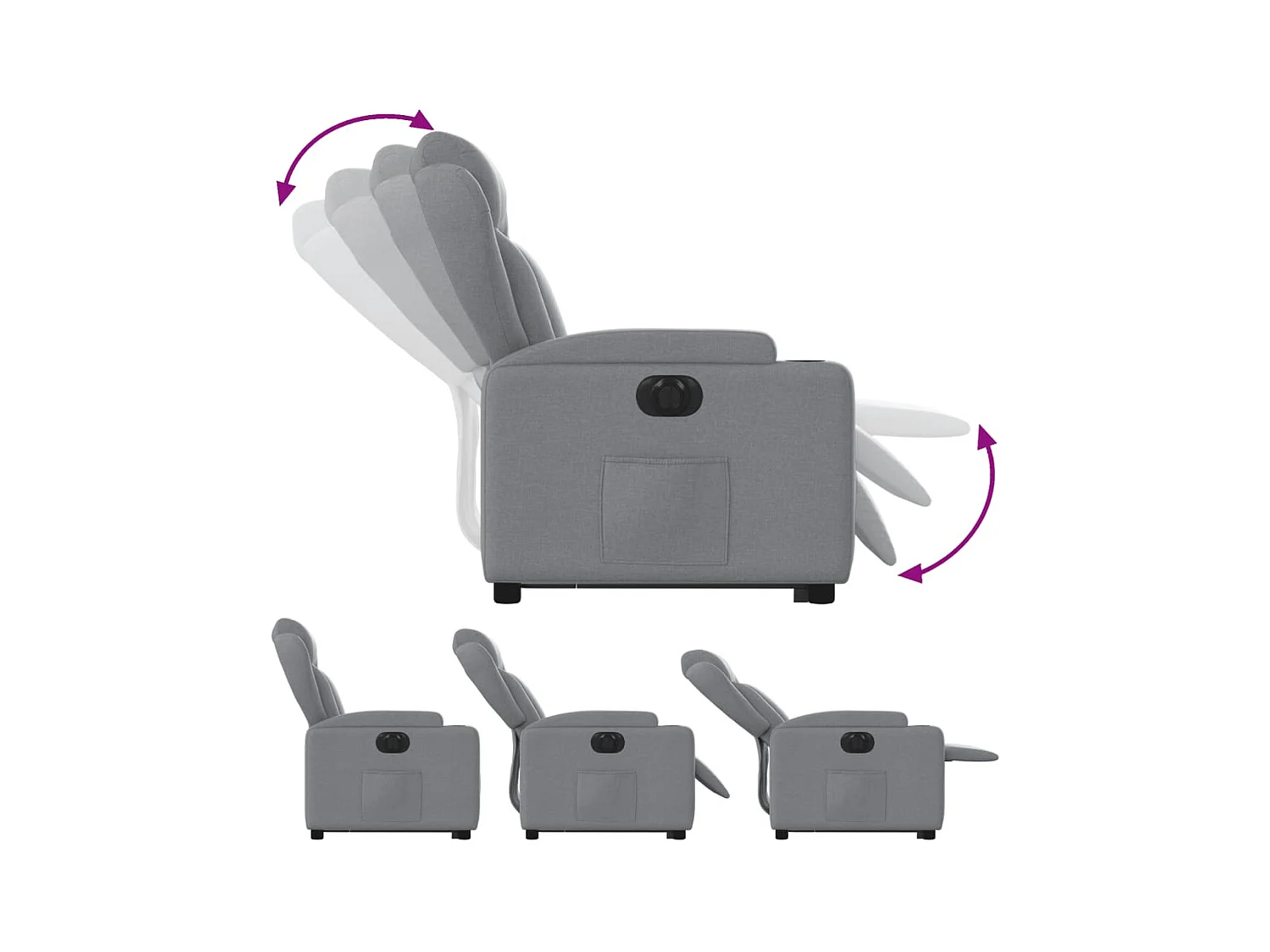 Fauteuil inclinable électrique gris clair tissu