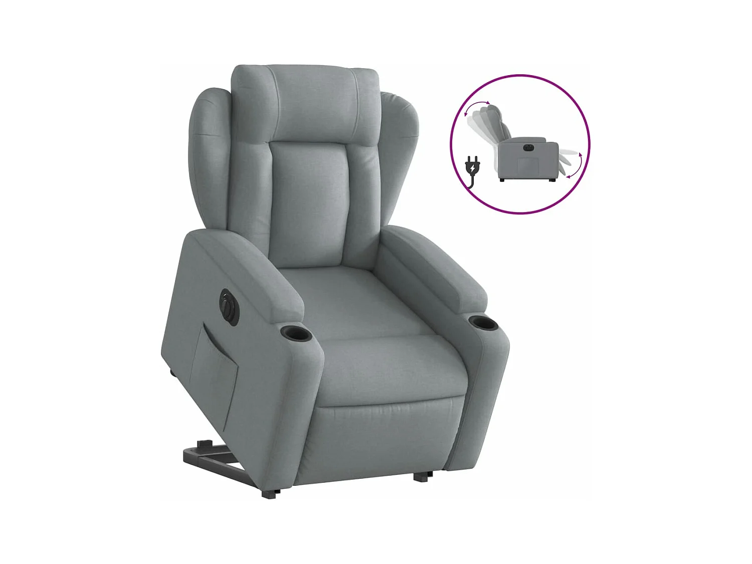 Fauteuil inclinable électrique gris clair tissu