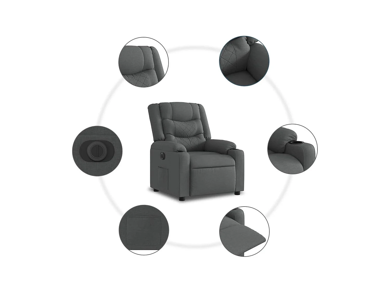 Fauteuil inclinable électrique gris foncé tissu