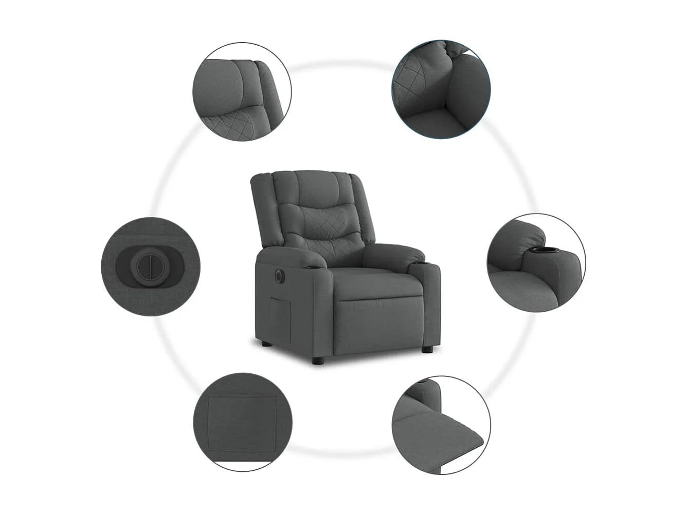 Fauteuil inclinable électrique gris foncé tissu