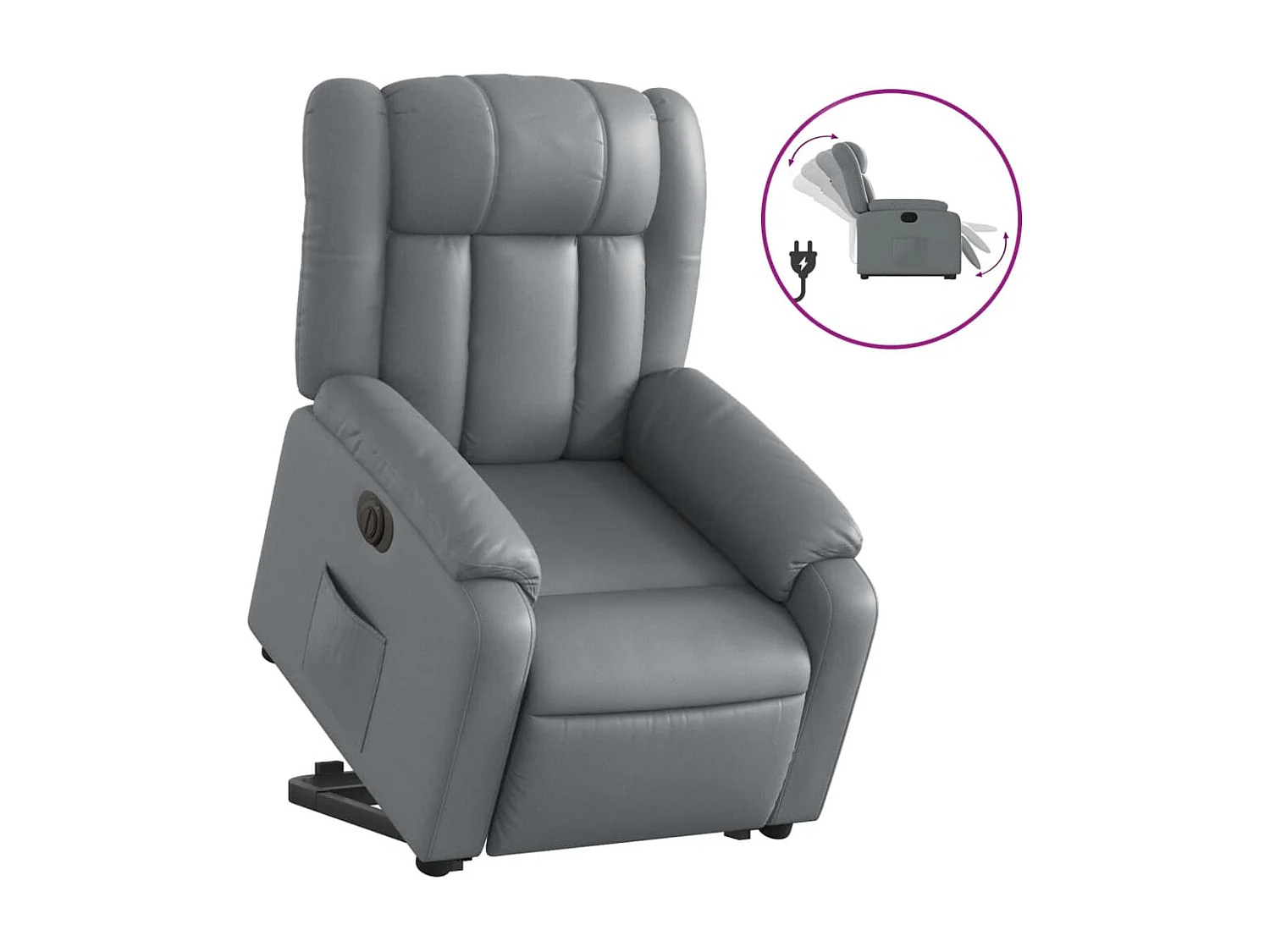 Fauteuil inclinable électrique gris similicuir