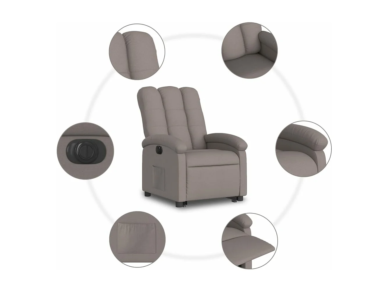 Fauteuil inclinable électrique taupe tissu