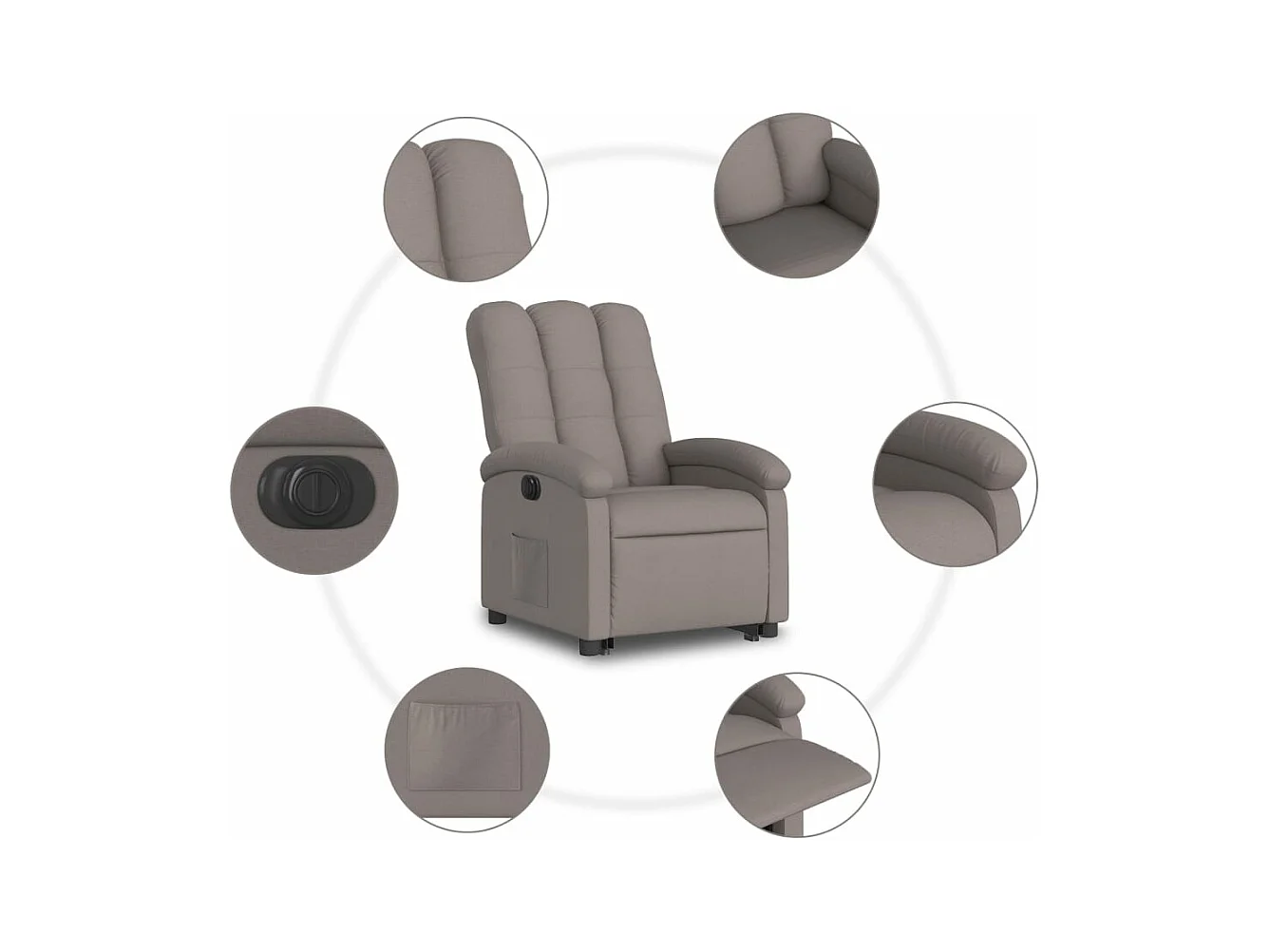 Fauteuil inclinable électrique taupe tissu