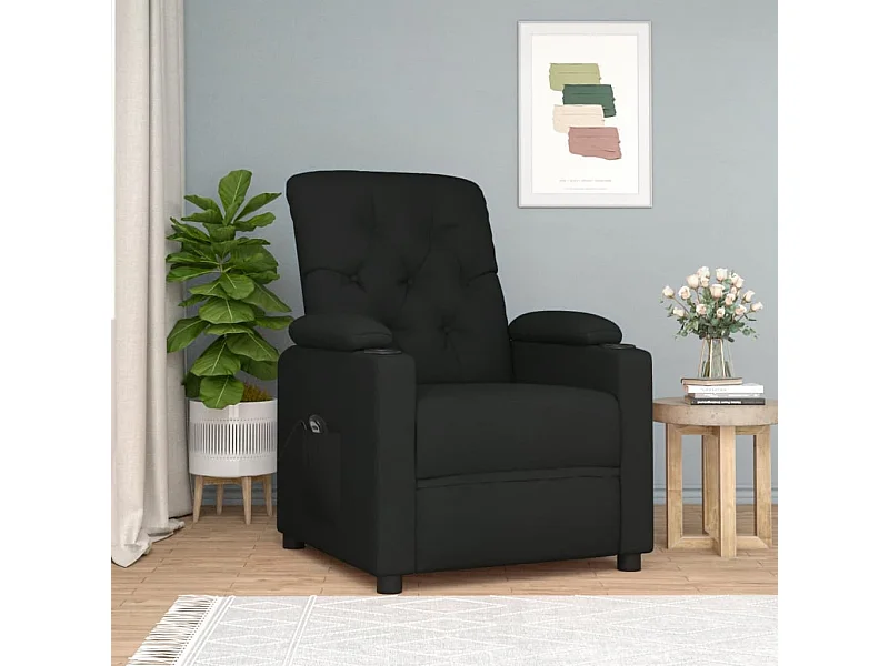 Fauteuil verstelbaar elektrisch stof zwart