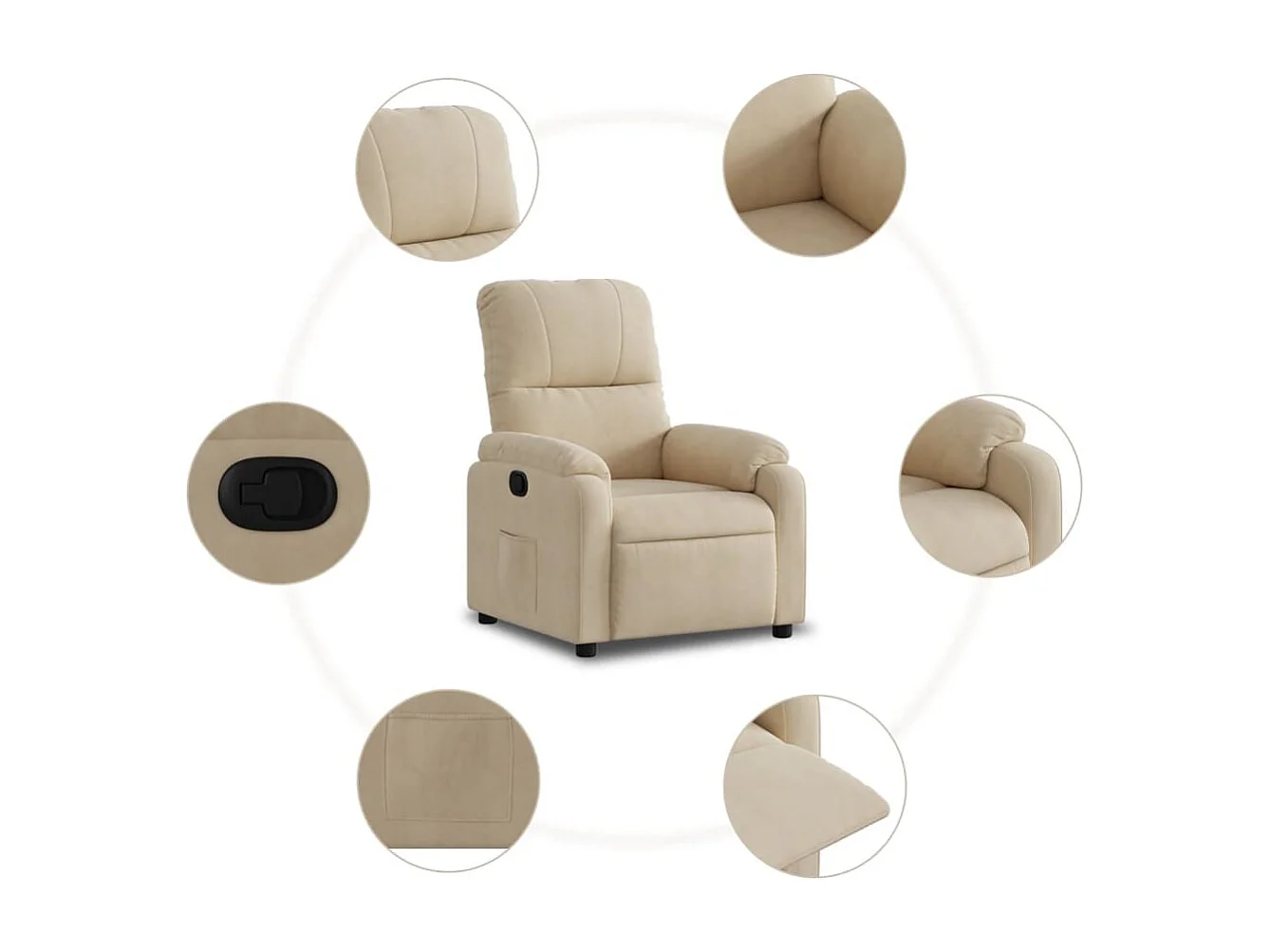 Fauteuil inclinable crème tissu microfibre