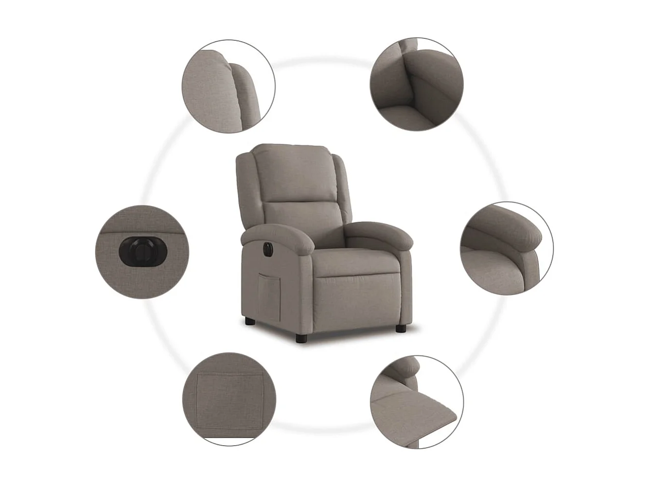 Fauteuil inclinable électrique Taupe Tissu