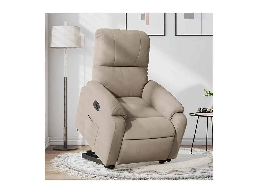 Fauteuil inclinable électrique taupe tissu microfibre