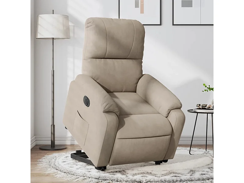 Fauteuil inclinable électrique taupe tissu microfibre
