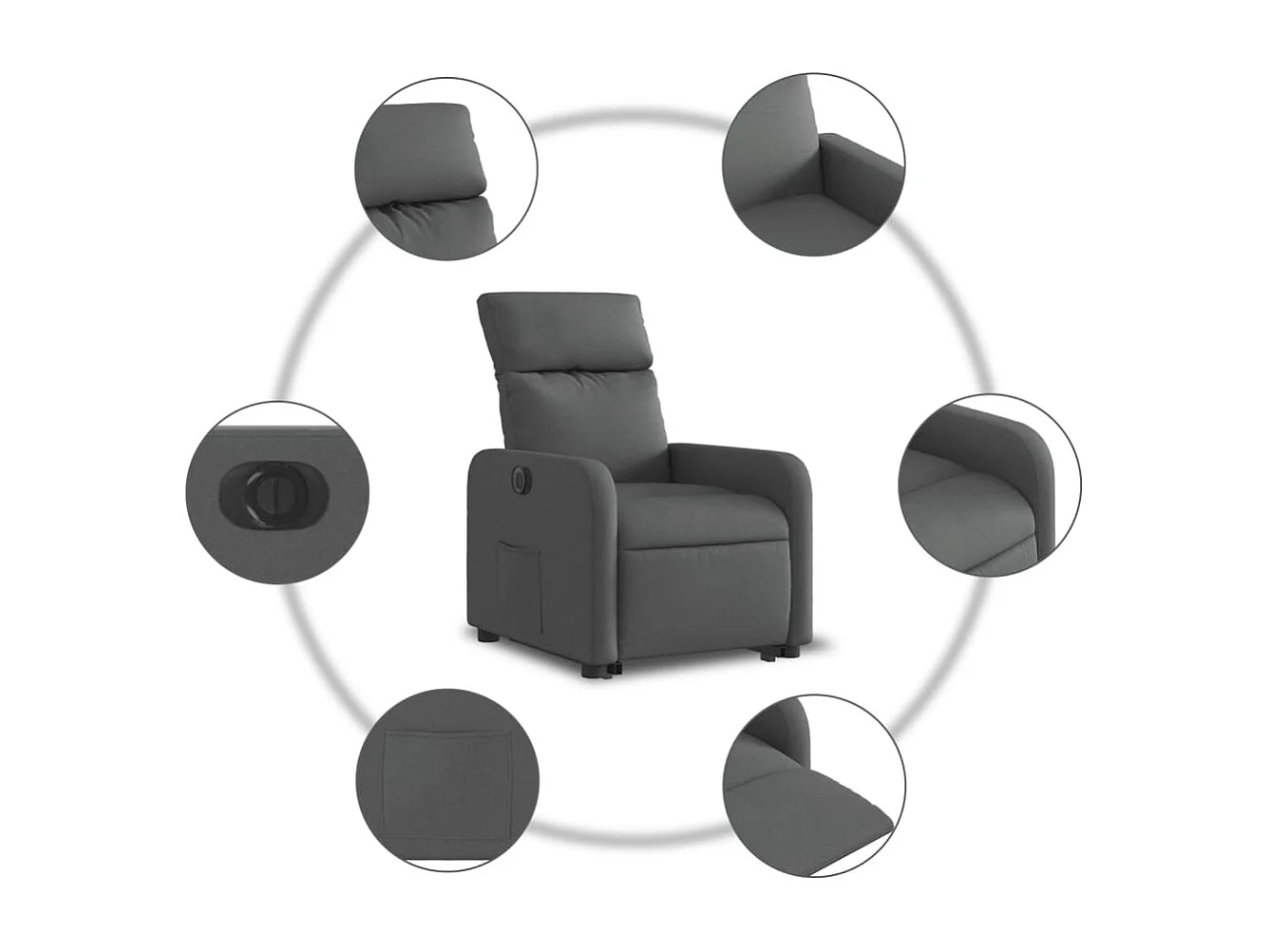 Fauteuil inclinable électrique gris foncé tissu
