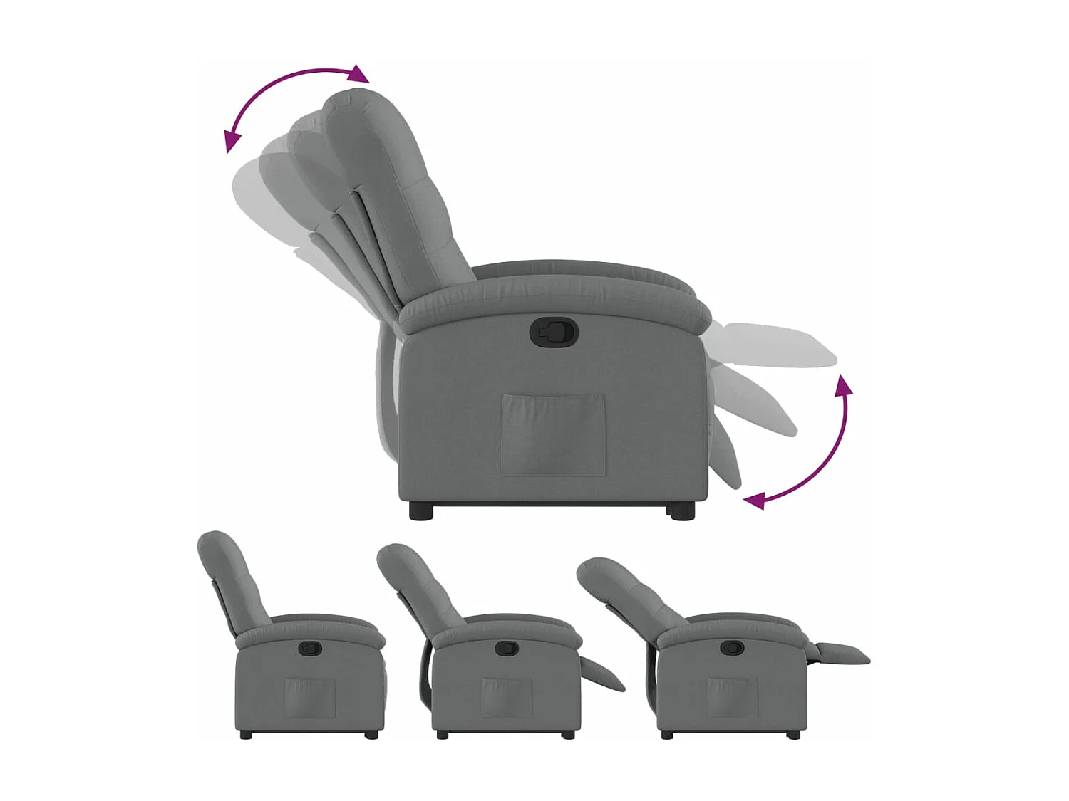 Fauteuil inclinable Gris foncé Tissu