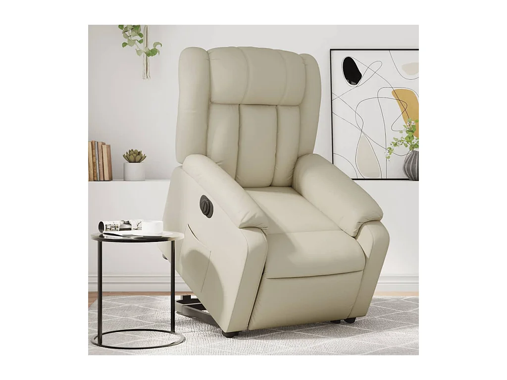 Fauteuil inclinable électrique crème similicuir