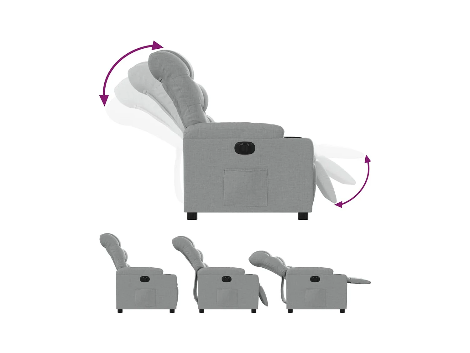 Fauteuil inclinable électrique Gris clair Tissu