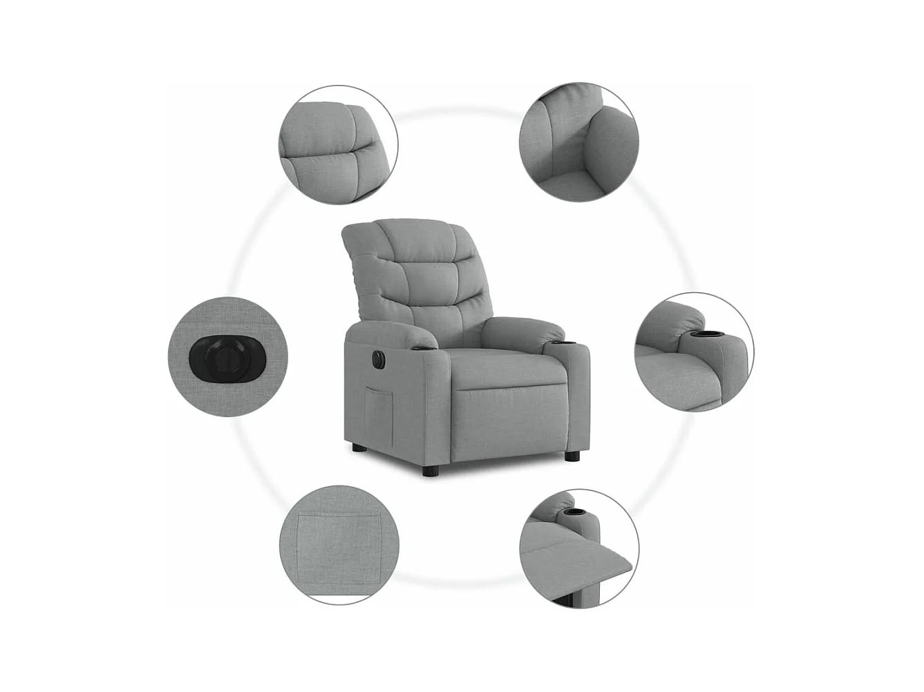 Fauteuil inclinable électrique Gris clair Tissu