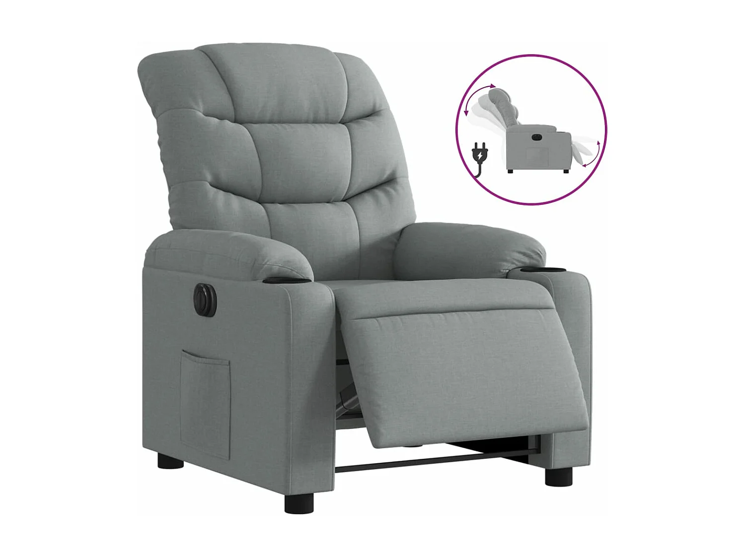 Fauteuil inclinable électrique Gris clair Tissu