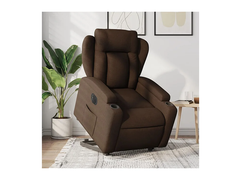 Fauteuil inclinable électrique marron tissu