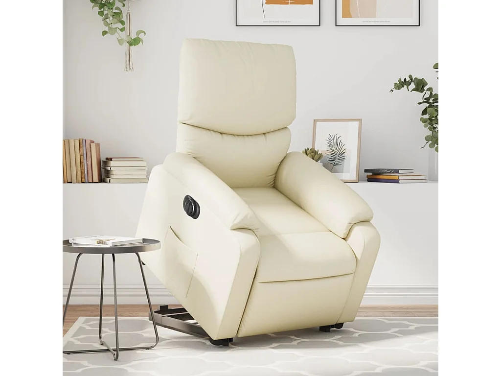 Fauteuil inclinable électrique crème similicuir