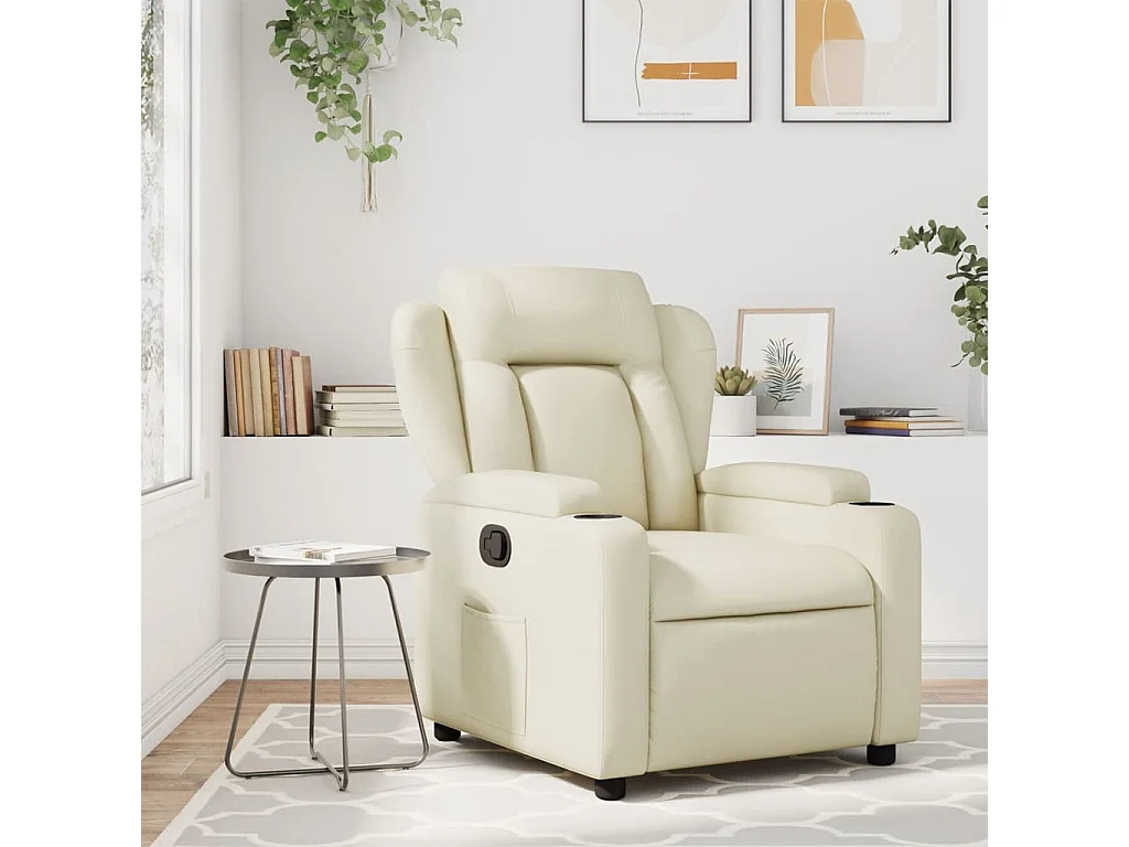 Sillón reclinable de cuero sintético crema