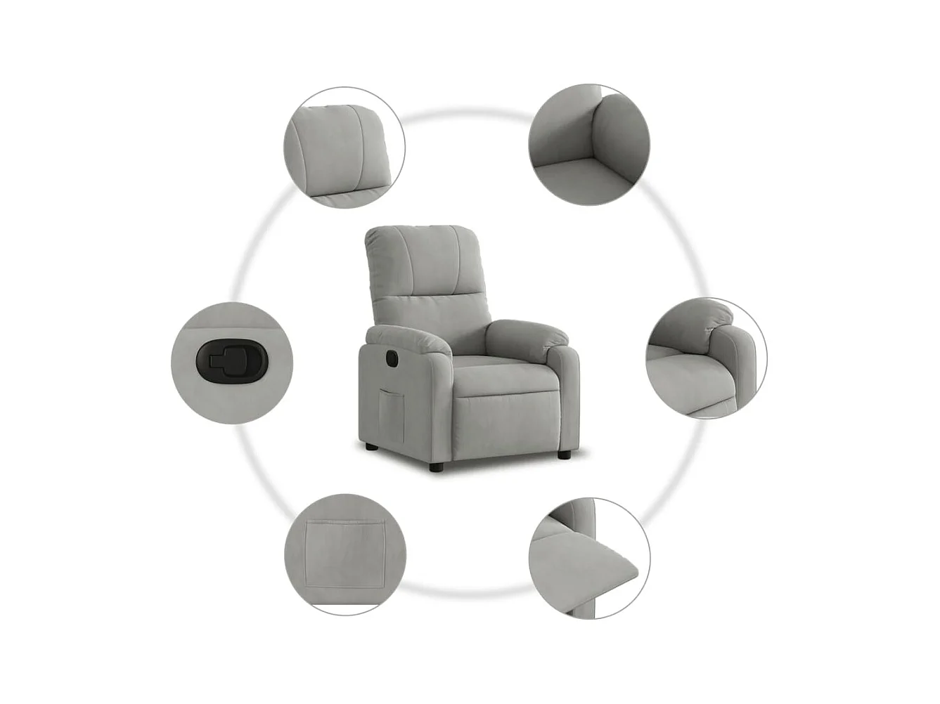 Fauteuil inclinable gris clair tissu microfibre