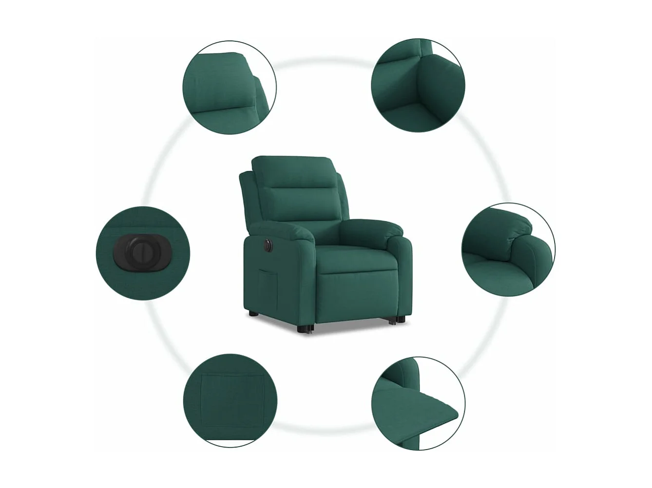 Fauteuil inclinable électrique vert foncé tissu