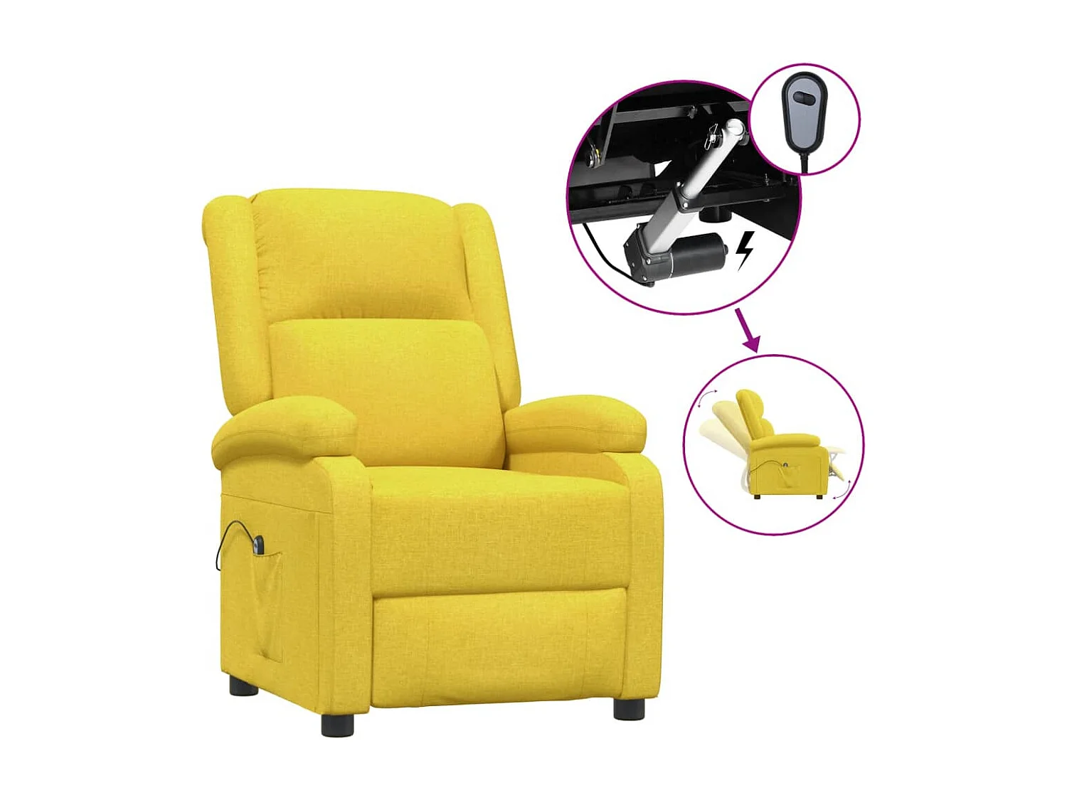 Poltrona reclinável elétrica tecido amarelo