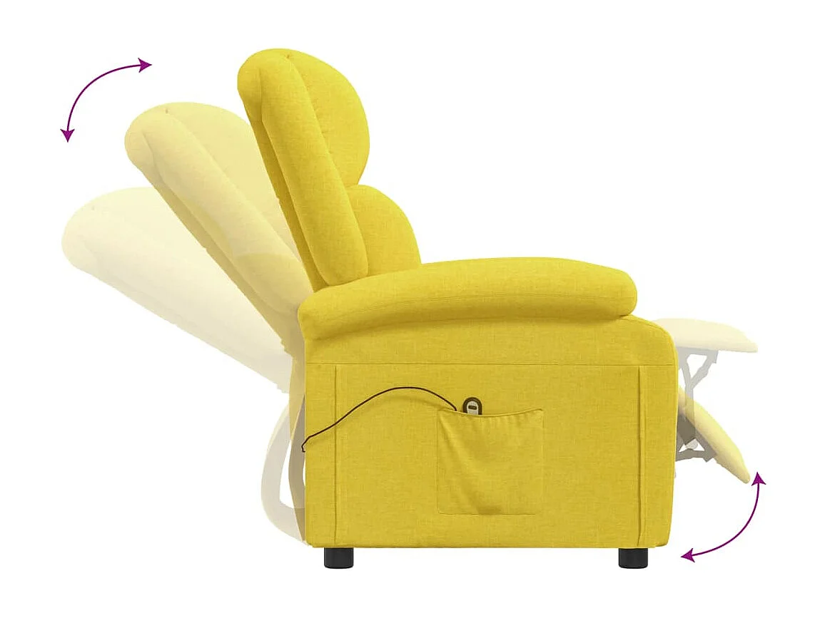 Poltrona reclinável elétrica tecido amarelo