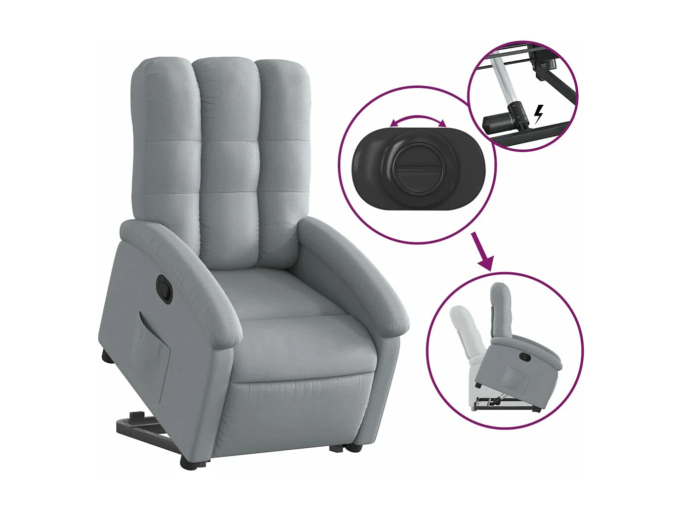 Fauteuil inclinable Gris clair Tissu