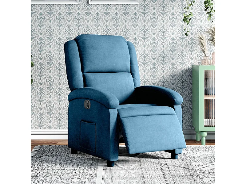 Fauteuil elektrisch verstelbaar fluweel blauw