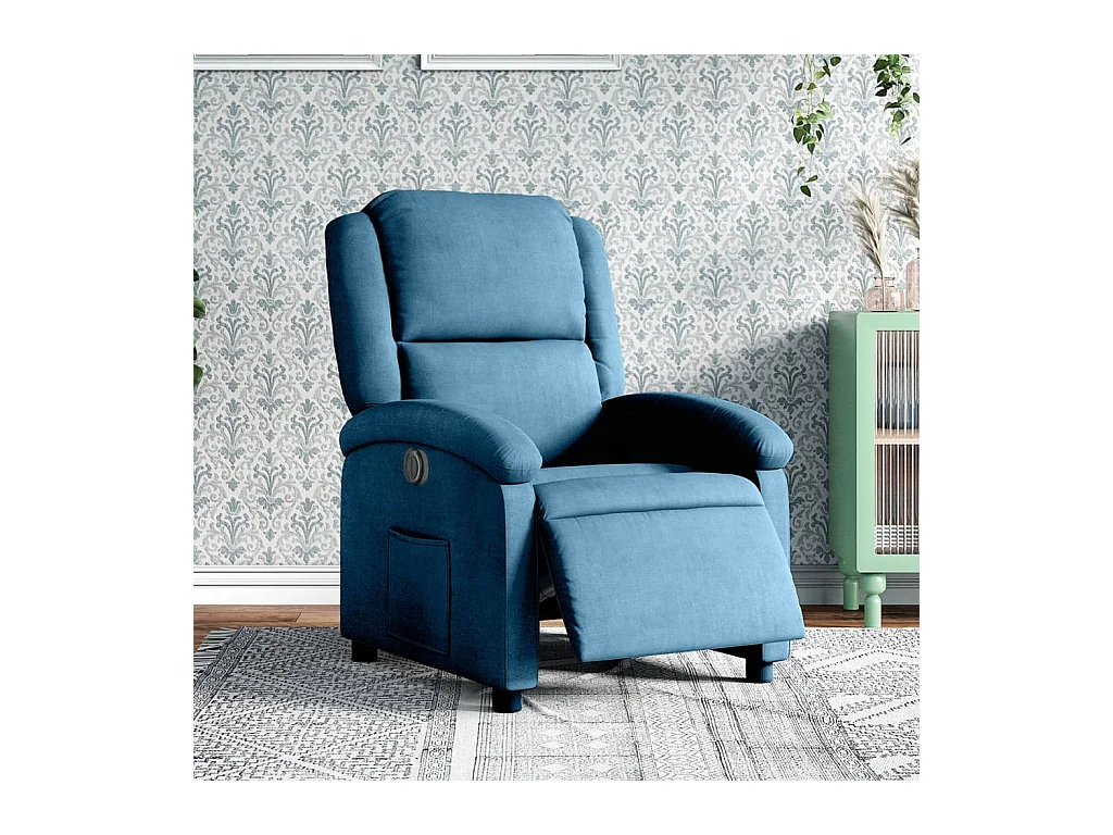 Fauteuil elektrisch verstelbaar fluweel blauw