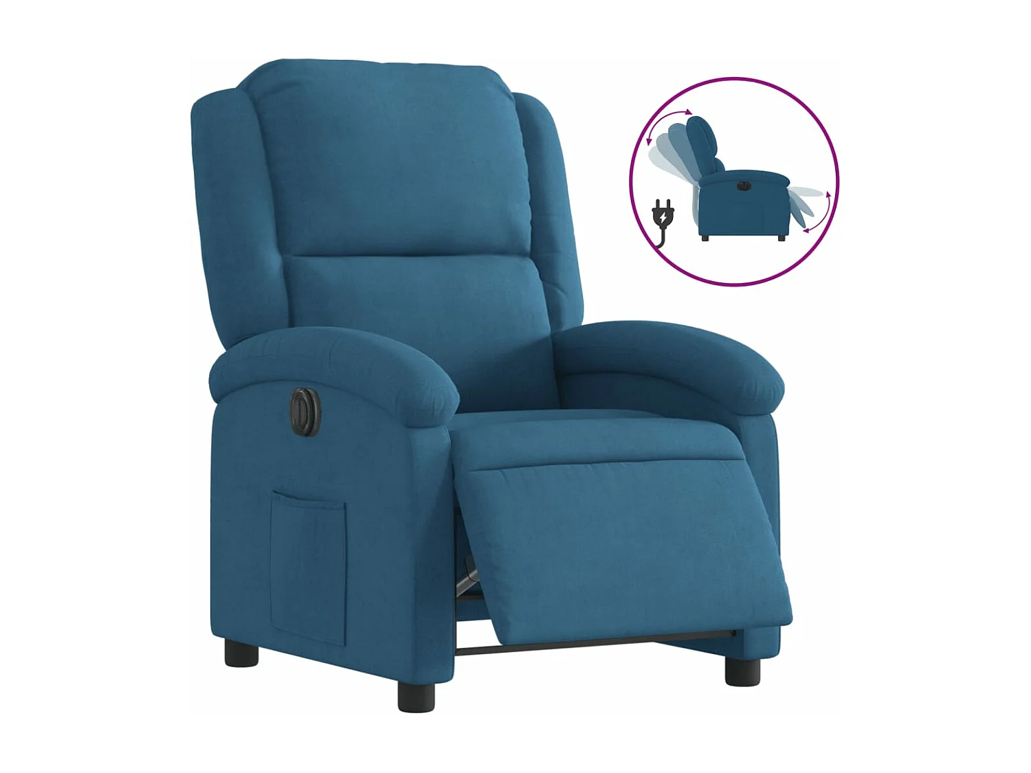 Fauteuil elektrisch verstelbaar fluweel blauw