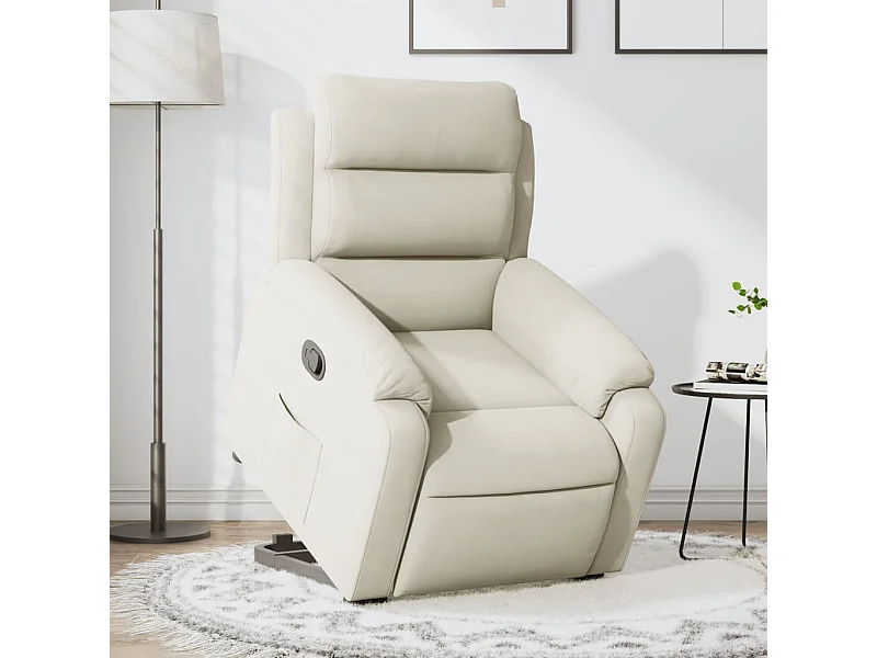 Sillón reclinable elevable terciopelo crema
