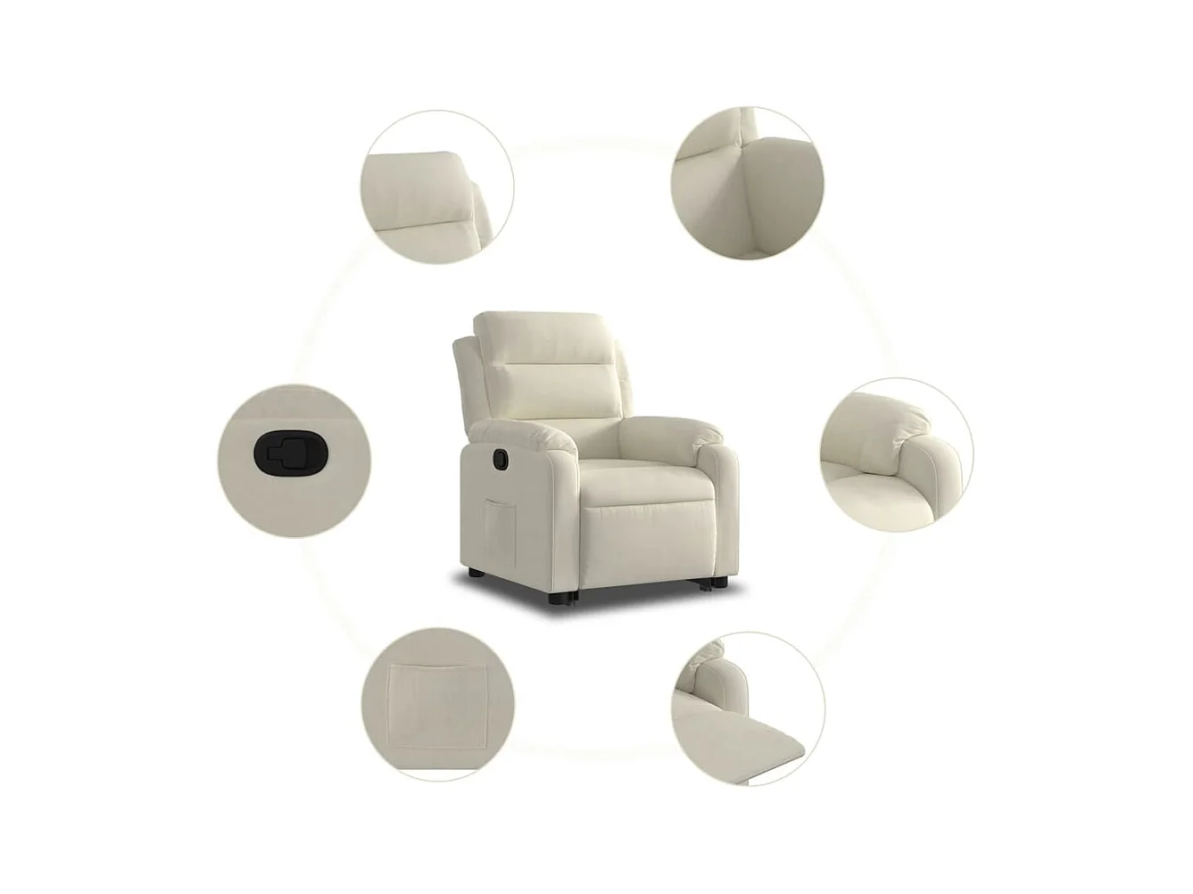Poltrona reclinável elevatória veludo cor creme