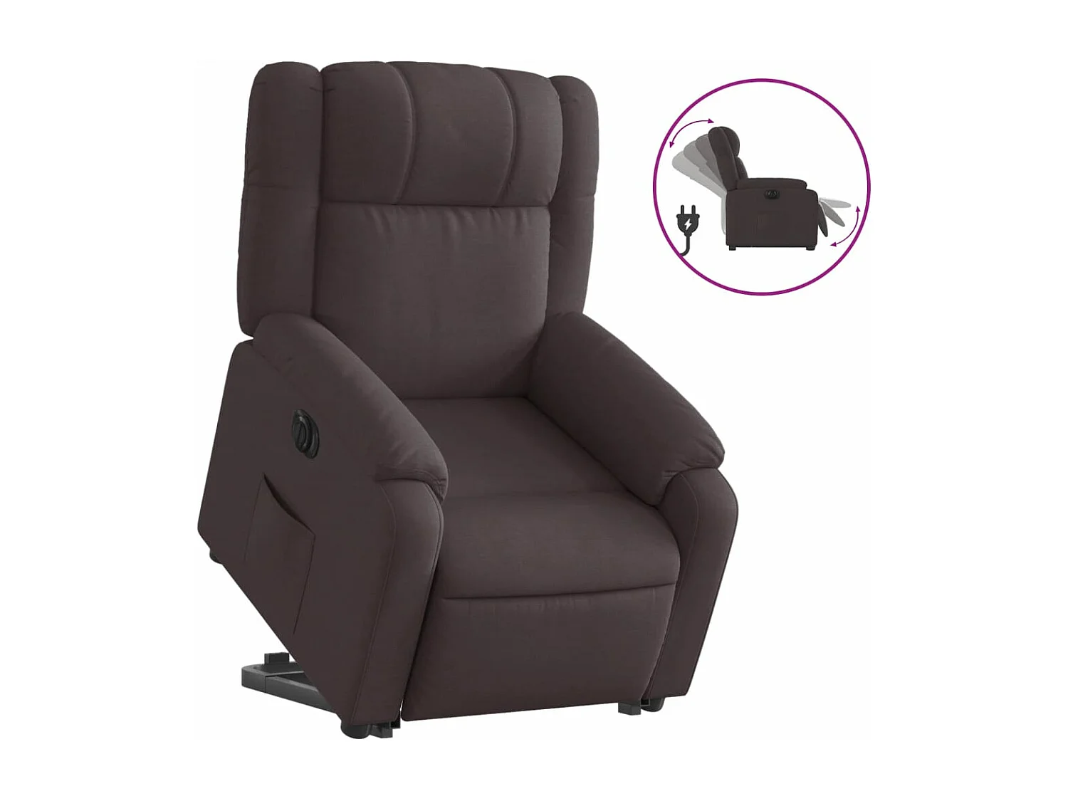Fauteuil inclinable électrique marron foncé tissu