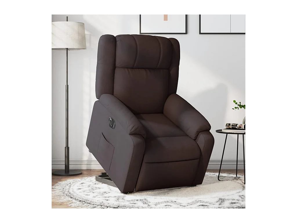 Fauteuil inclinable électrique marron foncé tissu