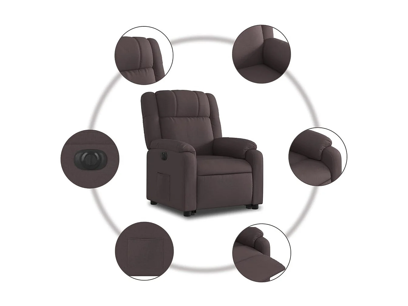 Fauteuil inclinable électrique marron foncé tissu