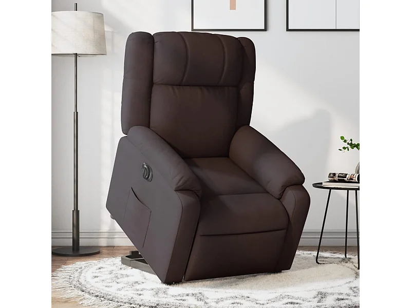 Fauteuil inclinable électrique marron foncé tissu
