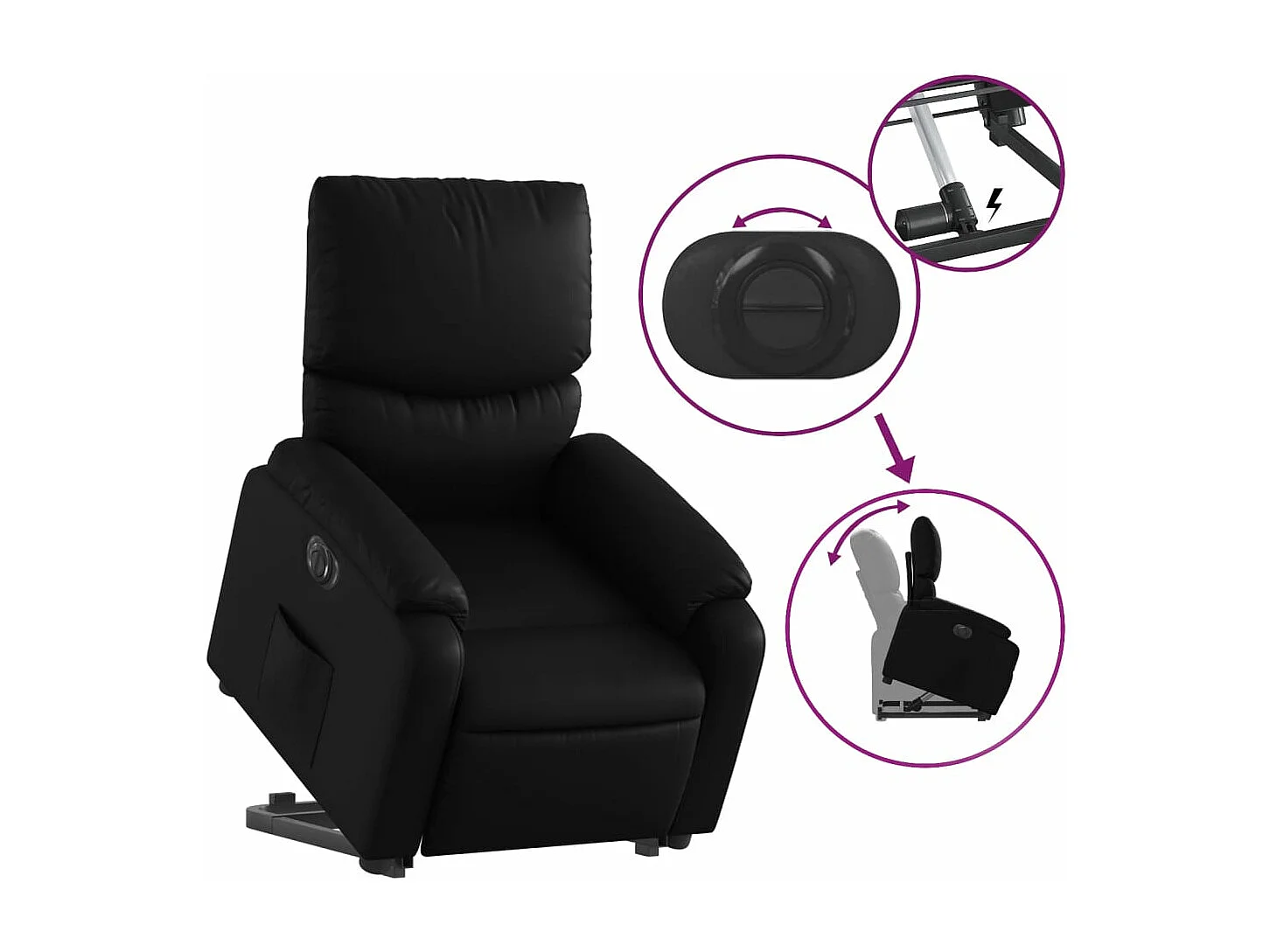 Fauteuil inclinable électrique noir similicuir