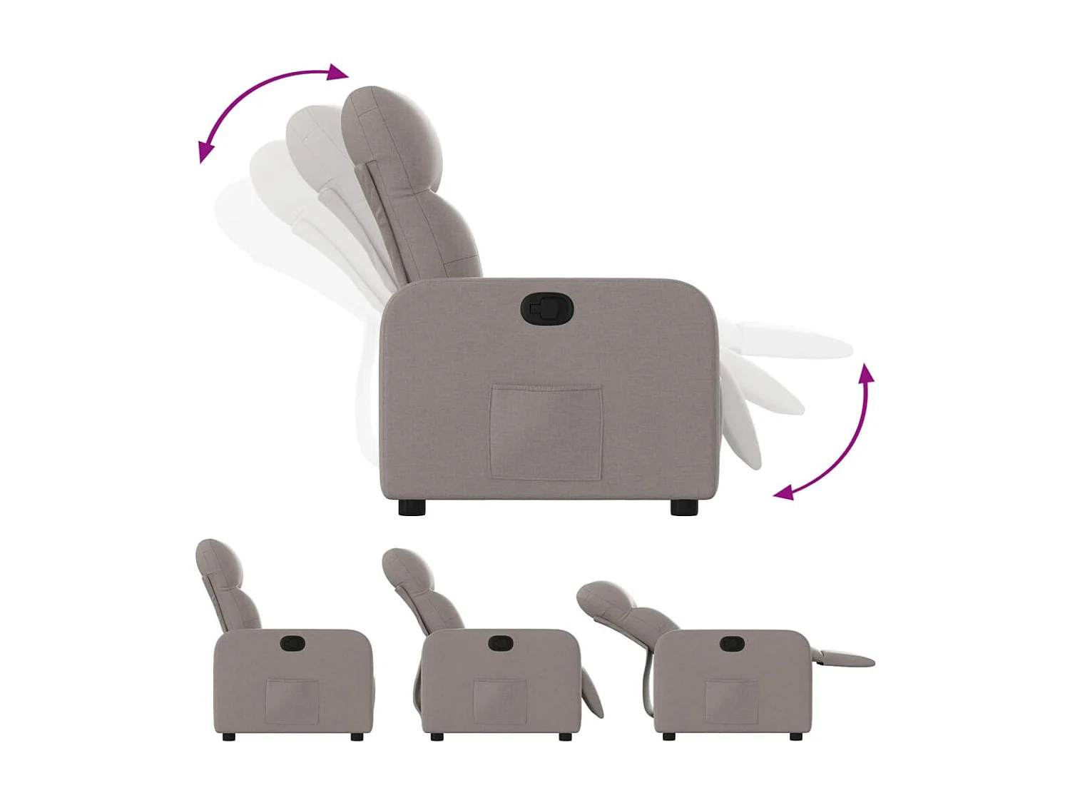 Fauteuil verstelbaar stof taupe