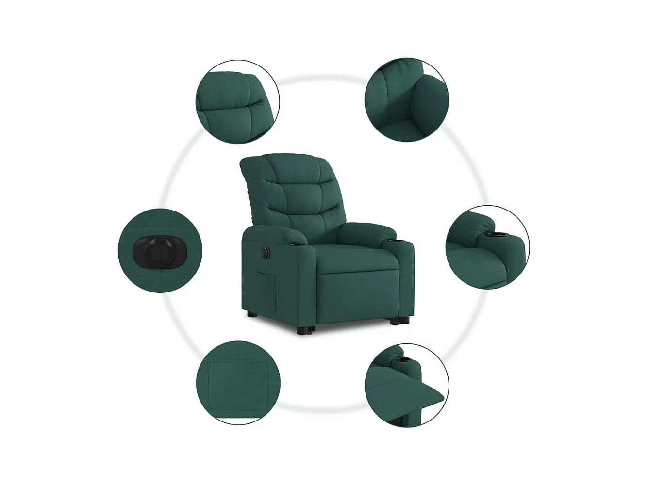Fauteuil inclinable électrique vert foncé tissu