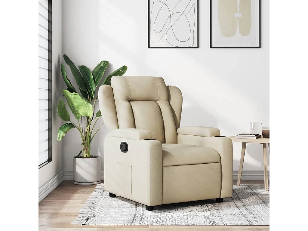 Fauteuil verstelbaar stof crèmekleurig