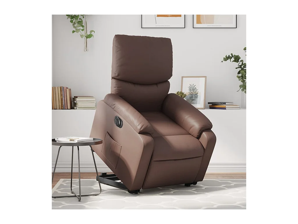 Fauteuil inclinable électrique marron similicuir