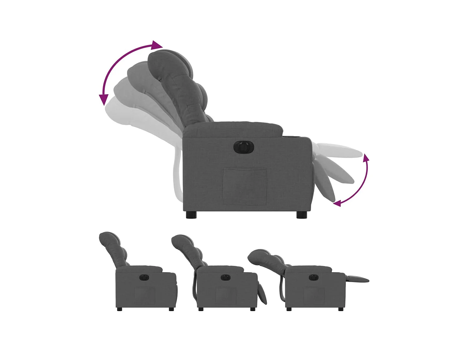 Fauteuil inclinable électrique Gris foncé Tissu