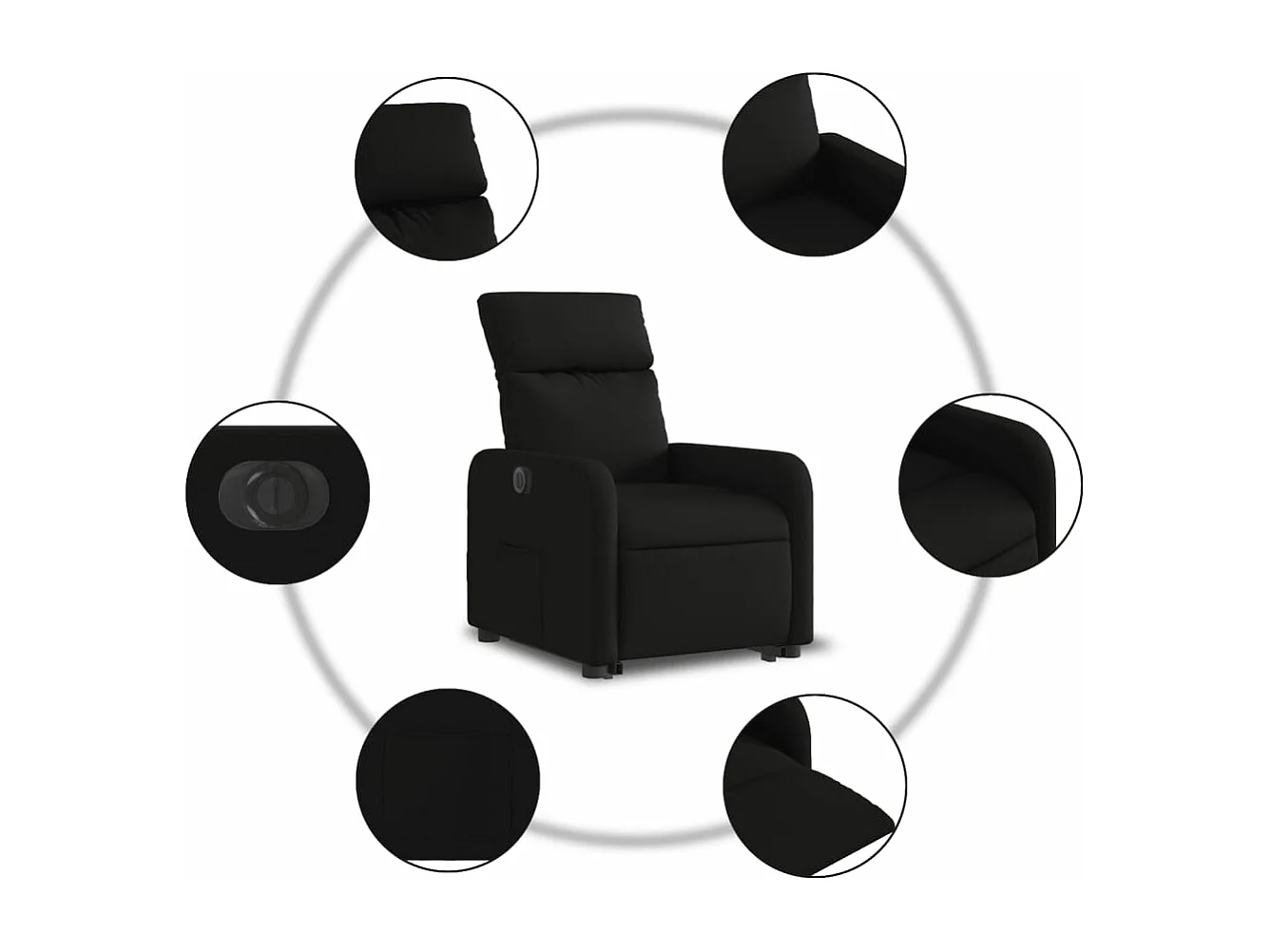Fauteuil inclinable électrique noir tissu