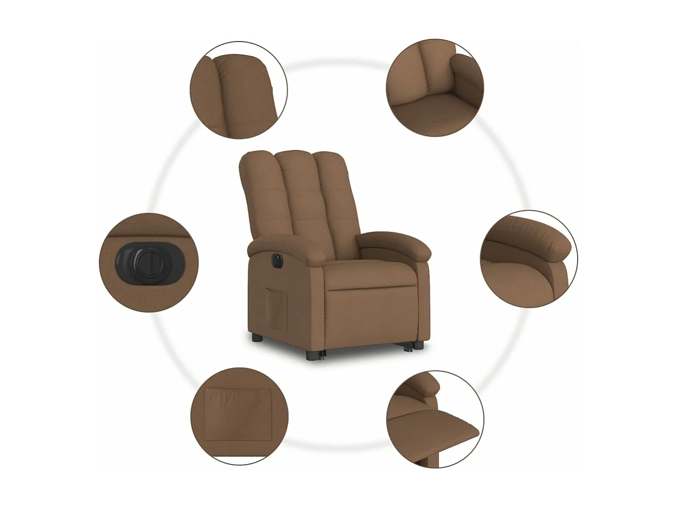 Fauteuil inclinable électrique marron tissu
