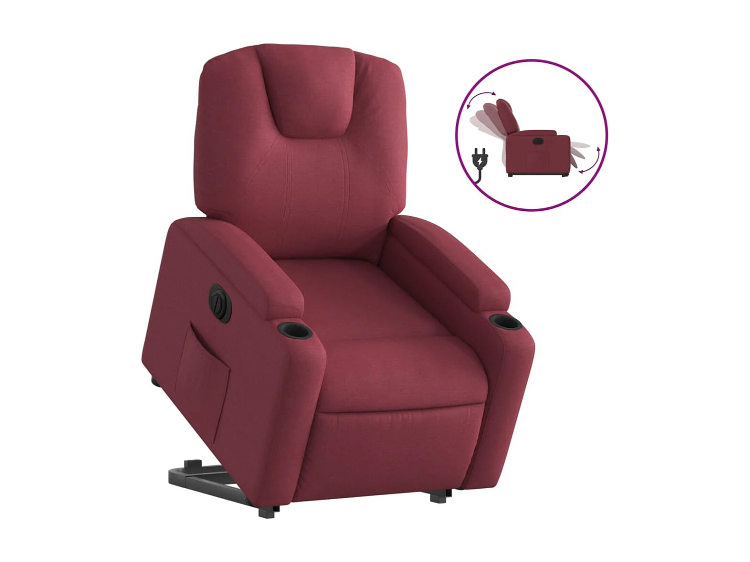 Fauteuil inclinable électrique rouge bordeaux tissu
