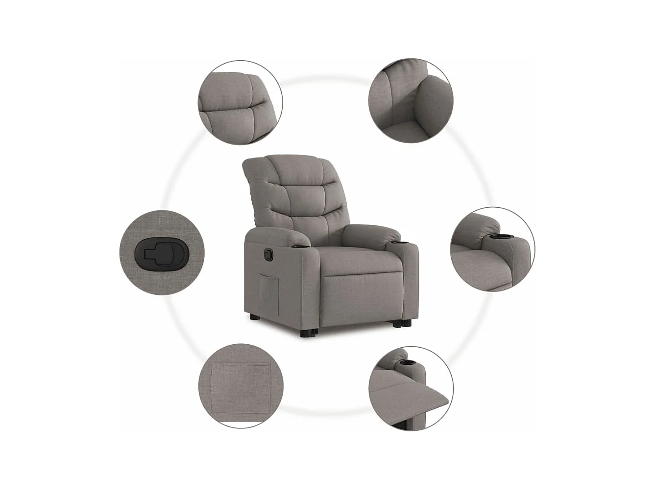 Fauteuil inclinable taupe tissu