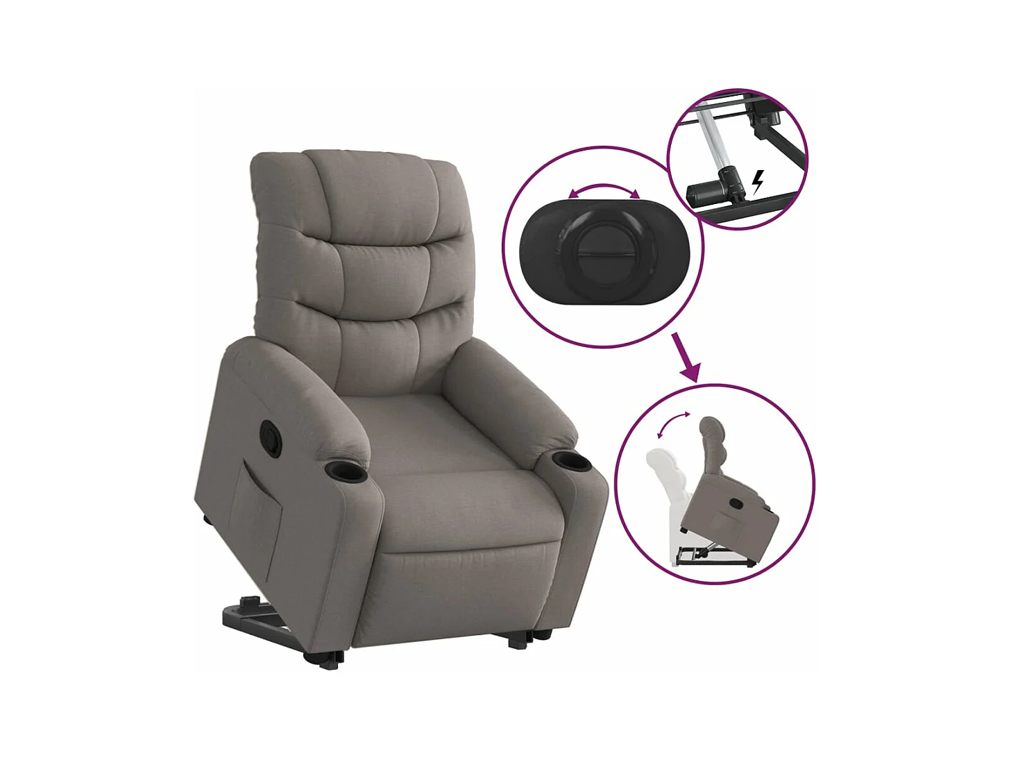 Fauteuil inclinable taupe tissu